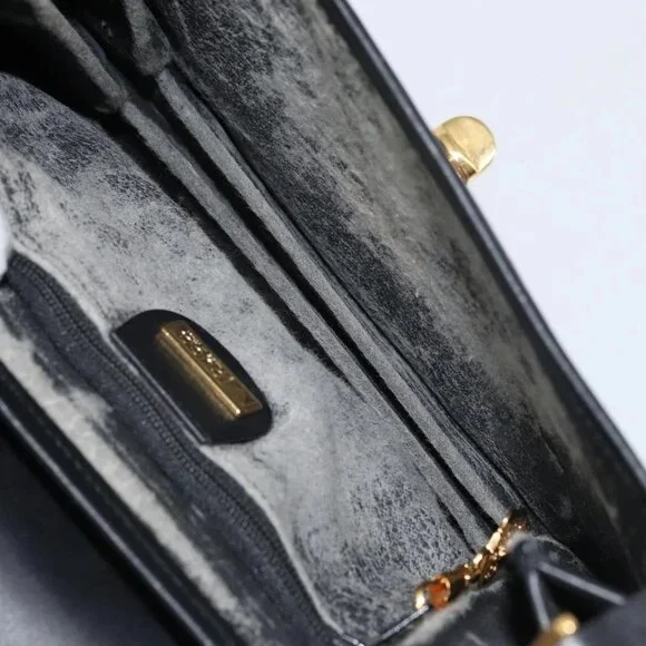 GUCCI GG Supreme Shoulder Bag PVC Leather Black Gold 001 084 0905 Auth BA8623